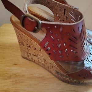 Women's Brown Wedge Sandals 6.5